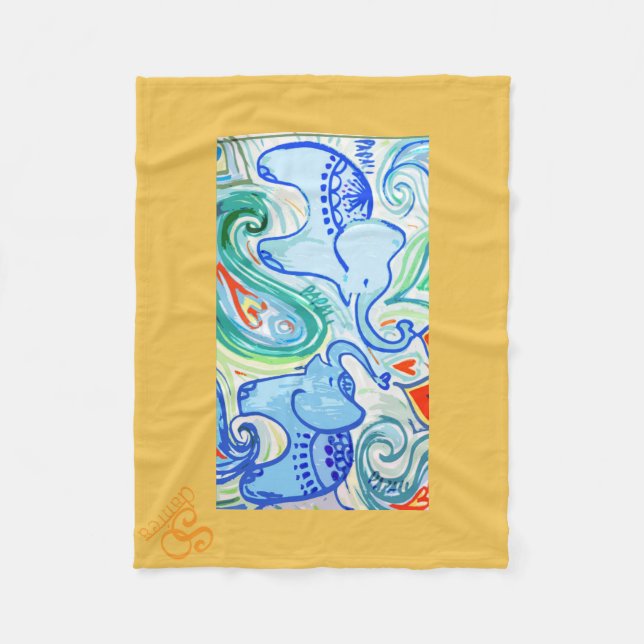 Cobertor De Velo Cobertura do elefante indiano das mamães & do bebê (Frente)