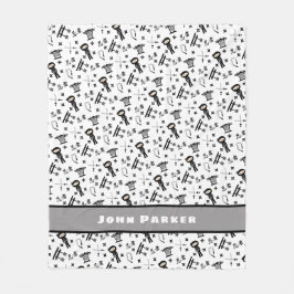 Cobertor De Velo Cobertura do teste padrão de Ninja com nome, cinza