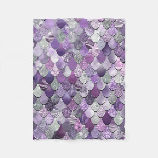 Cobertor De Velo Cobertura do velo da sereia das meninas - sereia (Frente)