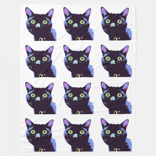 Cobertor De Velo Cobertura do velo do gato preto (Frente)