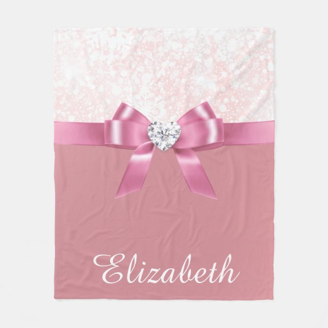 Cobertor De Velo Cobertura Suave de Diamante de Fita Rosa Personali (Frente)