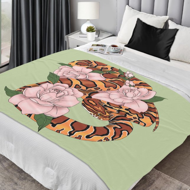 Cobertor De Velo Cobra de Milho Vibrante Flores de Peônia Rosa Verd (Criador carregado)