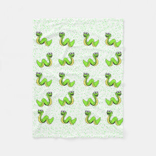 Cobertor De Velo Cobra verde-amarelo-de desenho sorridente