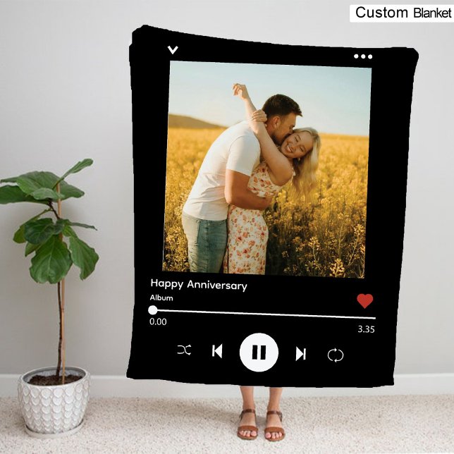 Cobertor De Velo Cobrir de Álbum de Fotografias do Aniversário | Na (Anniversary Photo Album Cover | Modern Stylish Fleece Blanket)