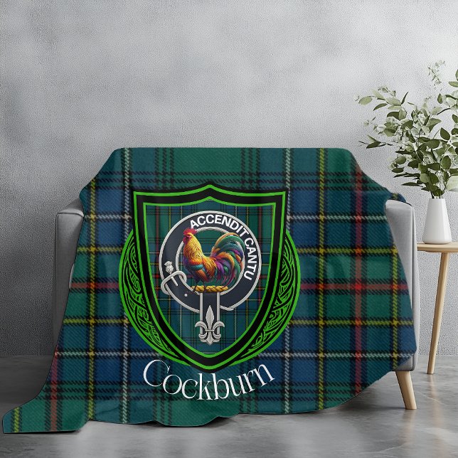 Cobertor De Velo Cockburn Scottish Clan Tartan Crest (Criador carregado)