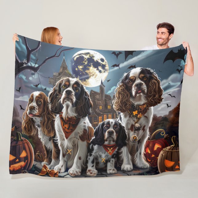 Cobertor De Velo Cocker Spaniel Halloween Assustador (In Situ)