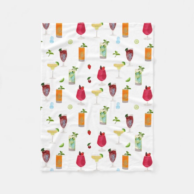 Cobertor De Velo Cocktails de Aquarela e Bebidas Festas (Frente)