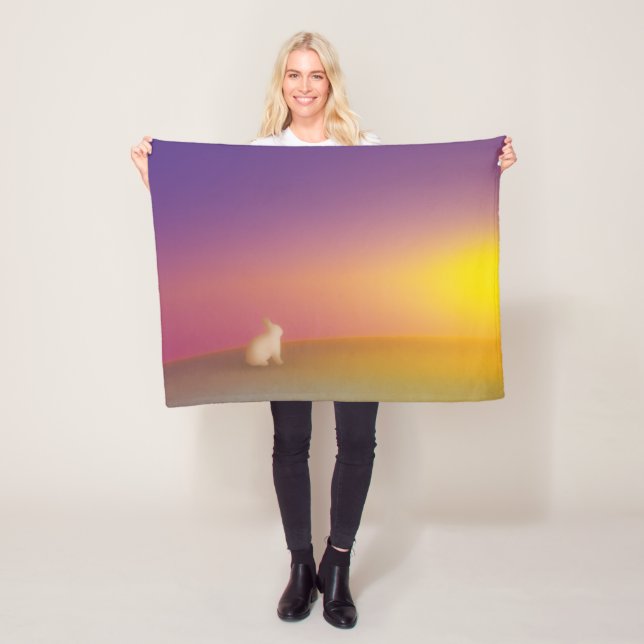 Cobertor De Velo Coelho Branco Bonito no Monte Grassy no nascer do  (In Situ)