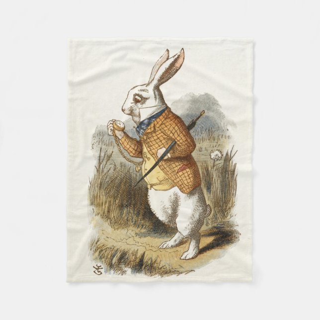 Cobertor De Velo Coelho Branco de Alice no País das Maravilhas da A (Frente)