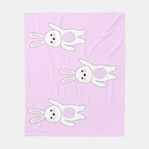 Cobertor De Velo Coelho. Branco e rosa.