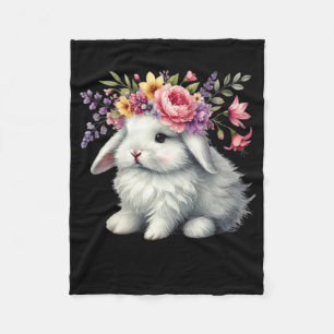 Cobertor De Velo Coelho da Páscoa Com Coroa de Flor Floral Meninas