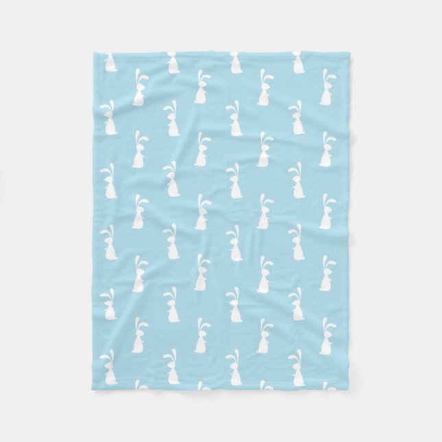 Cobertor De Velo Coelho de Páscoa Branco Orelhas de Coelho Azul Pas (Frente)