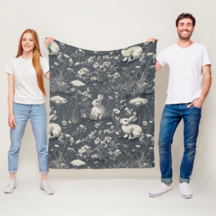 Cobertor De Velo Coelho Elegante Toile Floral Padrão Vintage (6)
