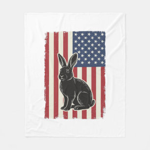 Cobertor De Velo Coelho Patriótico Bandeira Americana Gravura Vinta
