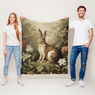 Cobertor De Velo Coelho Vintage Woodland em Floresta Floral