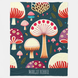 Cobertor De Velo Cogumelo engraçado Red White Watercolor Padrão