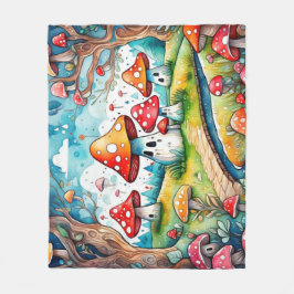 Cobertor De Velo Cogumelos fofos folhas design cottage core