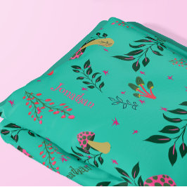 Cobertor De Velo Cogumelos Verdes Cozy Aqua e Padrão Botânico