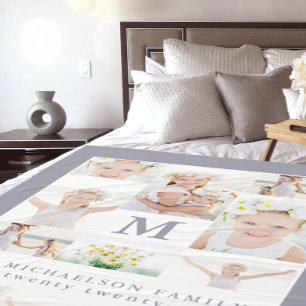 Cobertor De Velo Colagem clássica da foto com monograma e ano