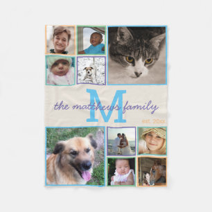 Cobertor De Velo Colagem colorida da foto do monograma 10 das