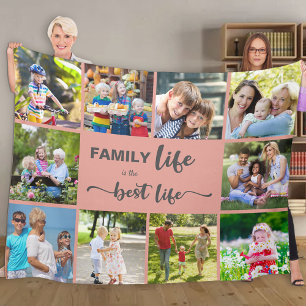 Cobertor De Velo Colagem de 10 Fotos Personalizadas Família Vida Ro