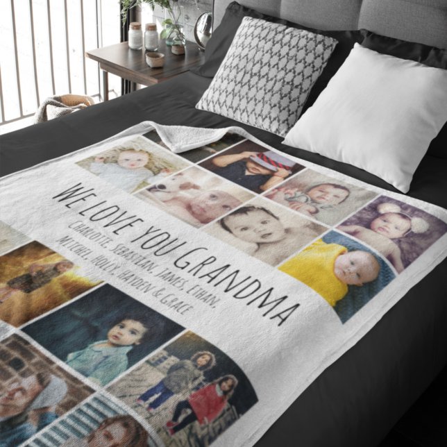 Cobertor De Velo Colagem De 16 Fotos E Texto Personalizado (Criador carregado)