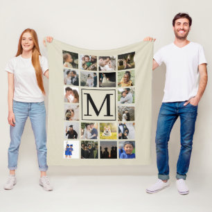 Cobertor De Velo Colagem de 20 fotos Preto e Biege