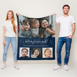 Cobertor De Velo Colagem de 4 Fotografias e Texto Personalizado Avô