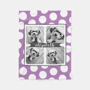 Cobertor De Velo Colagem de 4 Fotos Personalizada com Pontos Roxos 