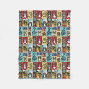 Cobertor De Velo Colagem de animais bonitos Design de arte popular