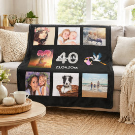 Cobertor De Velo Colagem de aniversário de 40 anos