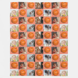 Cobertor De Velo Colagem de Família de Basquetebol Padrão Laranja