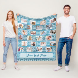Cobertor De Velo Colagem de Foto Blue Snowflake Sweater 24