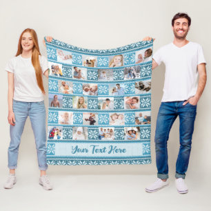 Cobertor De Velo Colagem de Foto Blue Snowflake Sweater 24