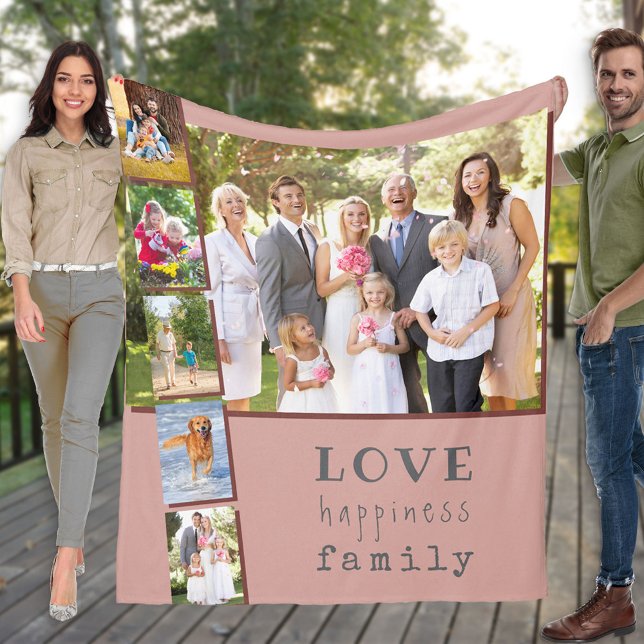 Cobertor De Velo Colagem de Fotografias da Família 6 Rosa (Criador carregado)