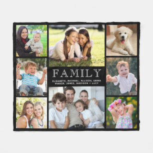 Cobertor De Velo Colagem de Fotografias da Família 8 Preta