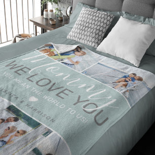 Cobertor De Velo Colagem de Fotografias da Mãe 'Nós Amo-Te'