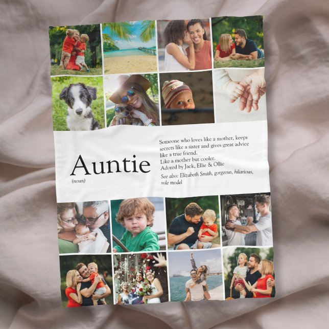 Cobertor De Velo Colagem de Fotografias de Cotação de Definição de  (Auntie Definition Quote Photo Collage Fleece Blanket)