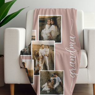 Cobertor De Velo Colagem de Fotografias do Avô 5 Personalizado Cor-