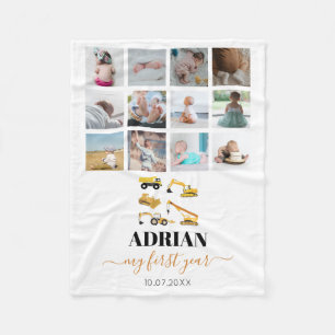 Cobertor De Velo Colagem de Fotografias do Bebê no Primeiro Ano