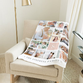 Cobertor De Velo Colagem de Fotografias do Monograma de Blush