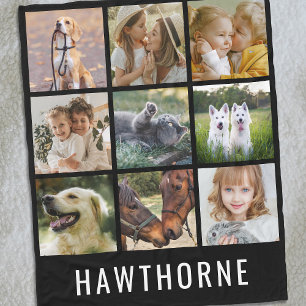 Cobertor De Velo Colagem de Fotografias do Nome Personalizado 9