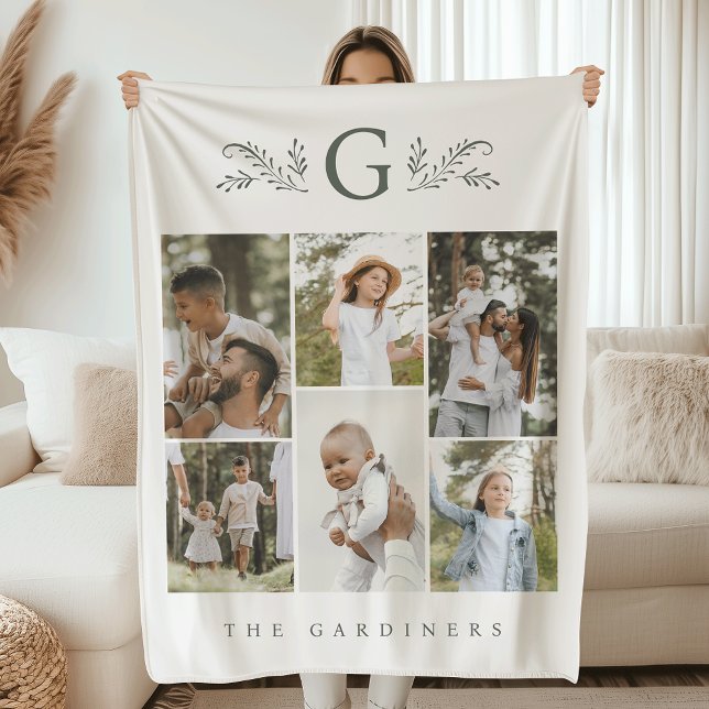 Cobertor De Velo Colagem de Fotografias Elegante Monograma Botânico (Criador carregado)