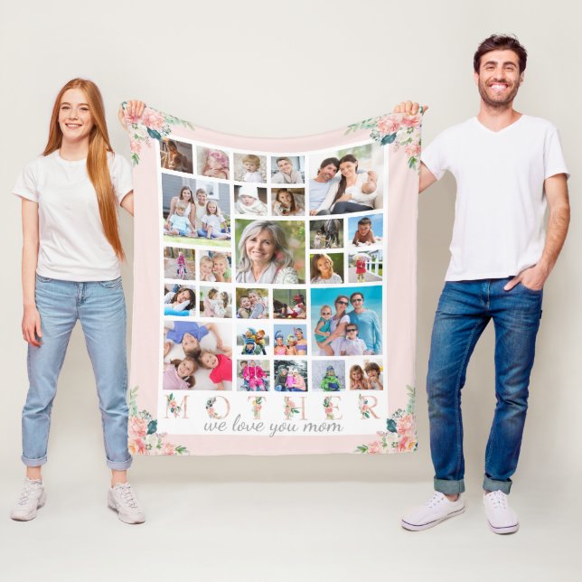 Cobertor De Velo Colagem de Fotografias MÃE Moderna Blush Rosa (In Situ)