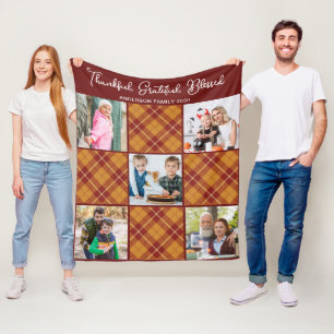 Cobertor De Velo Colagem de Fotografias Personalizada de Xadrez Lar