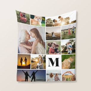 Cobertor De Velo Colagem de Fotografias Personalizada do Monograma 