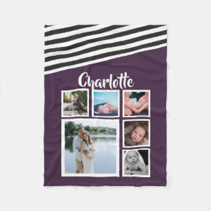 Cobertor De Velo Colagem de Fotografias Simples, Roxo Personalizado