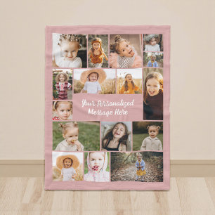 Cobertor De Velo Colagem de Fotos 16 Personalizada Moderna Rosa Dus