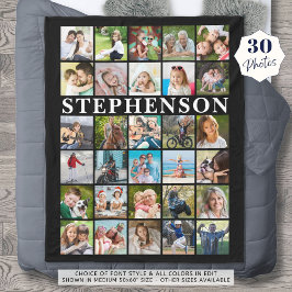 Cobertor De Velo Colagem de Fotos 30 da Família Moderna Preta