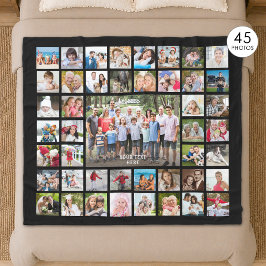 Cobertor De Velo Colagem de Fotos 45 Fotos Personalizadas Preto